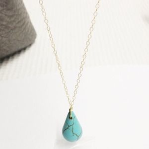 Turquoise Drop Gold Necklace by MintEli