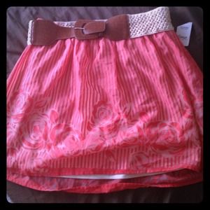 Peach printed skirt.