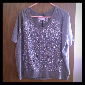 RESERVED!! Cute grey sparkle top