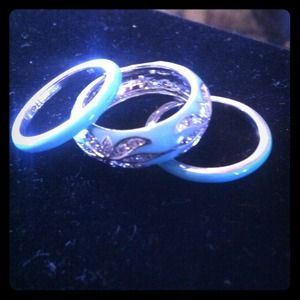 3 piece Hidalgo 925 Silver/Blue ring