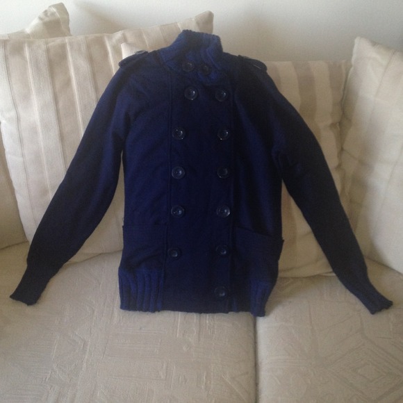 Double breasted navy blue sweater - Picture 1 of 4