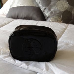 Authentic Tory burch small black cosmetic bag.