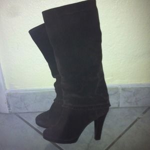 Brown Suede Knee High Boots