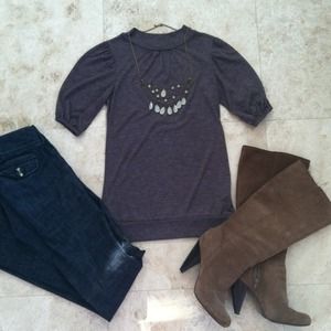 Brown 3/4 sleeve shirt