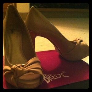 Cute nude open toe heels