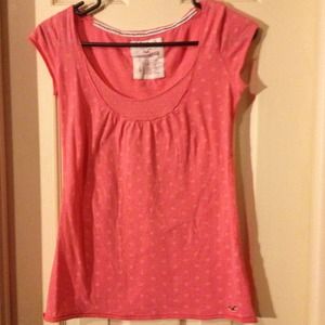 Hollister Tops - $TRADED$ Hollister Coral polka dot T Hollister Tops - $TRADED$ Hollister Coral polka dot T