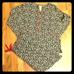 Leopard Pajamas Fleece PJ, Long Sleeve Top & Pants