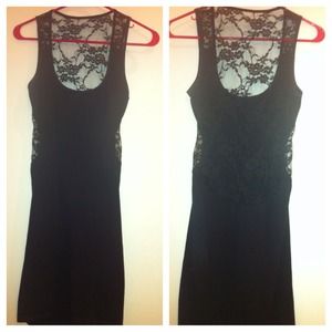 Black bebe dress with low cut lace back! BEAUTIFUL