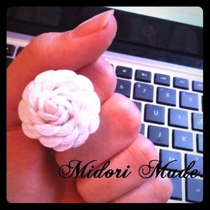 Handmade White Rosette Ring (multiple sizes)