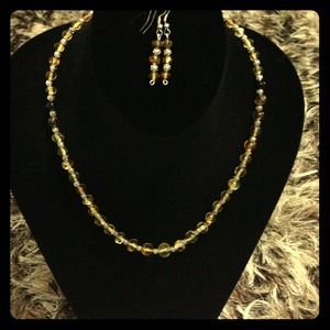 Brand New Amber & silver, necklace/earrings set.
