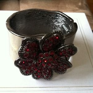 Bejeweled Flower Cuff Bracelet