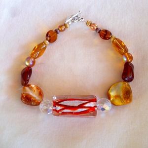 Amber Glass Bead Bracelet