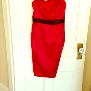 Red satin holiday dress with remove able straps