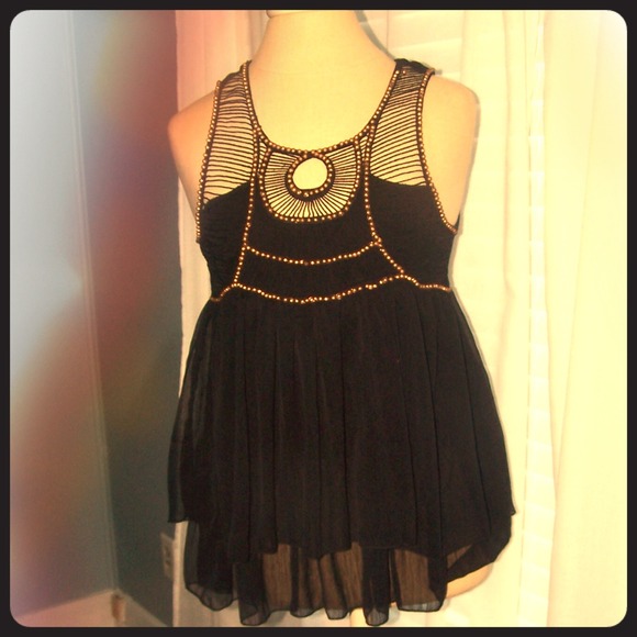 Black with gold trim dress shirt