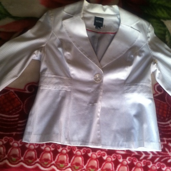 White and black pinstripe blazer