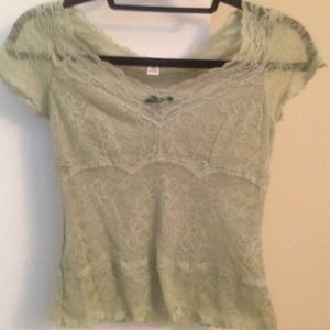 Banana Republic green lace blouse.