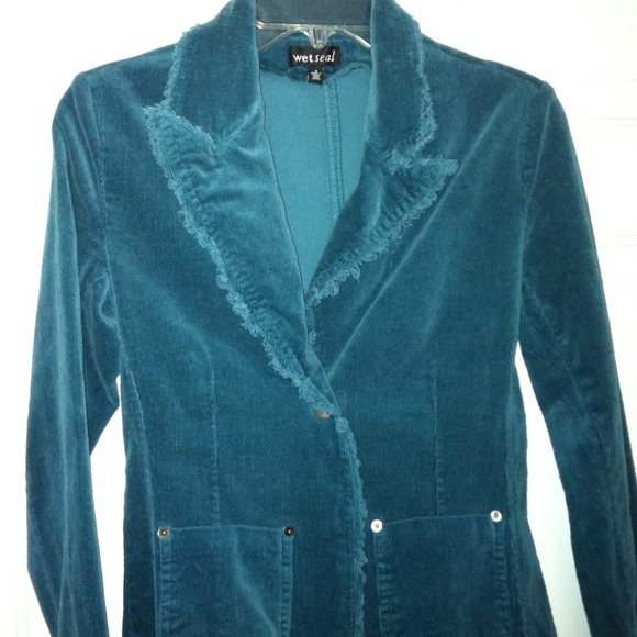 Teal green corduroy blazer