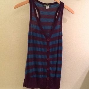 Purple & turquoise racer back top/ vest