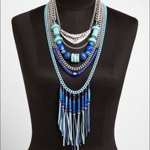 Express Turquoise Blue 6 Strand Bead Necklace NWT