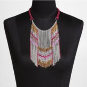 Express Pink & Silver Bead Braid Necklace NWT