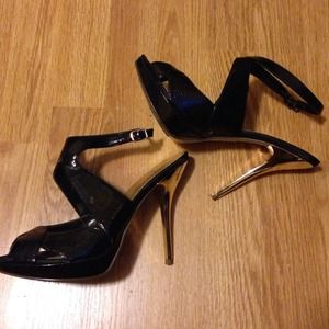 Black and gold heels