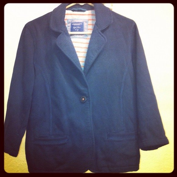 Cotton 3/4 sleeve blazer (XL) & wool skirt (13/14)