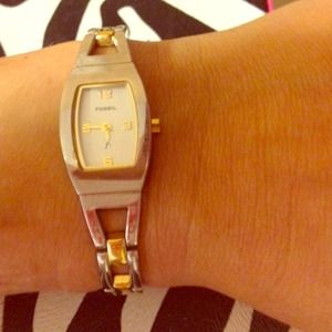 Silver and Gold chain link Fossil Watch⌚