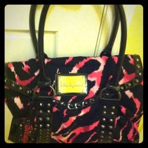 Pink zebra print purse