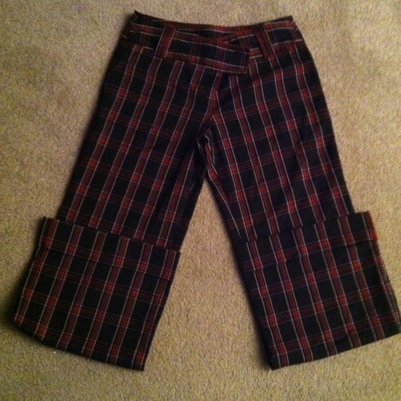 Plaid cuffed pants