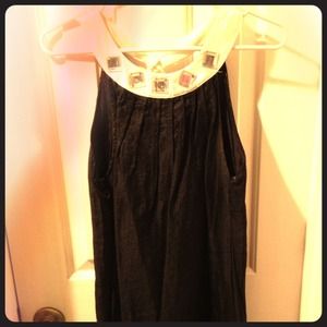 Black and ivory dress with crystal accent on neck