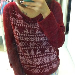Christmas Print Red Sweater