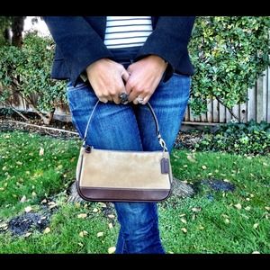 Two-toned Tan/Brown Suede & Leather Coach Purse