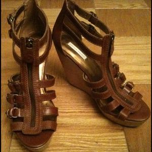 Cynthia Vincent. Gladiator wedge sandal