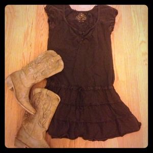 Dress w/tie at low waist