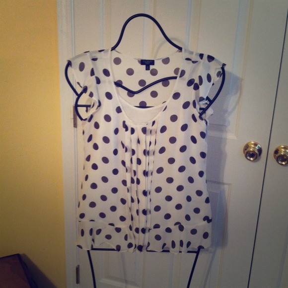 **SOLD** Cream with gray polka dots top from Talbo