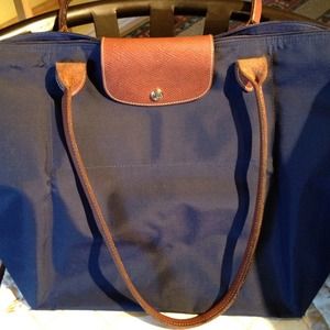 Longchamp Le Pliage Folding Tote Navy Large