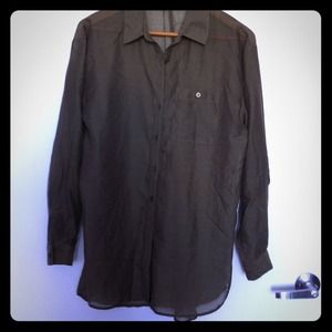 Green See-Through Collar Loose Shirt Sz M