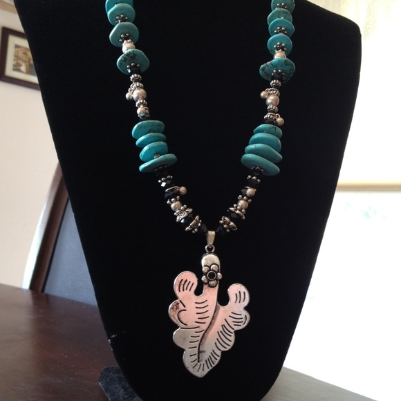 Tourquoise , Pewter, Czech Crystal Statement
