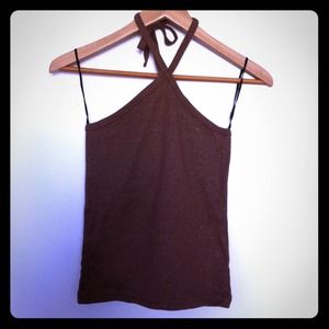 H&M Brown Sparkle Halter Top Sz S NWT