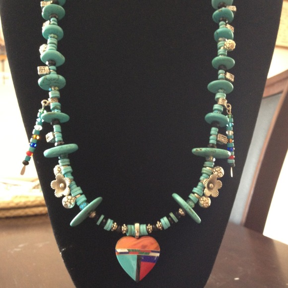 Tourquoise, Sterling Silver Inlaid Pendant