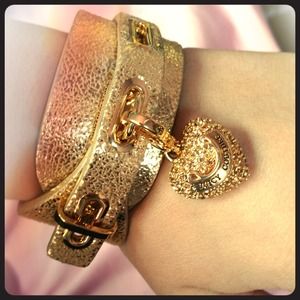 Brand new Juicy Couture gold leather wrap cuff