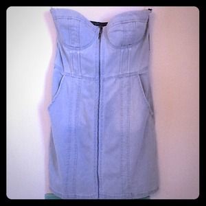 Denim Bustier Zipper Dress