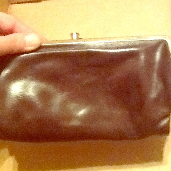 Hobo inspired brown leather clutch wallet
