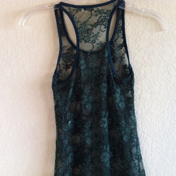 Green Lace Razor Back Tank - Picture 3 of 4