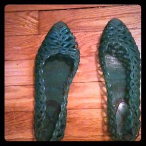 Size 10, turquoise jelly shoes