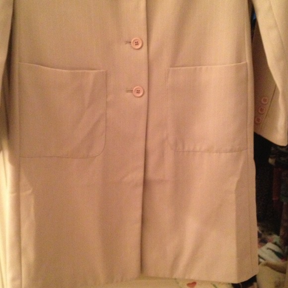 Long Beige Pinstripe Blazer - Picture 2 of 2