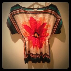 Flower satin blouse