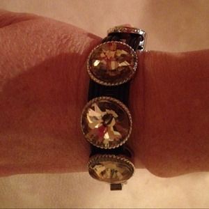 Gorgeous silver & brown topaz slide bracelet. New