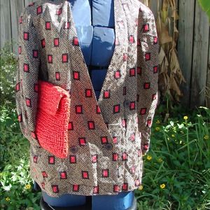 Vintage Patterned 100% Silk Blazer
