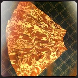 Gorgeous Brown and Ivory Silk A-line Skirt!!